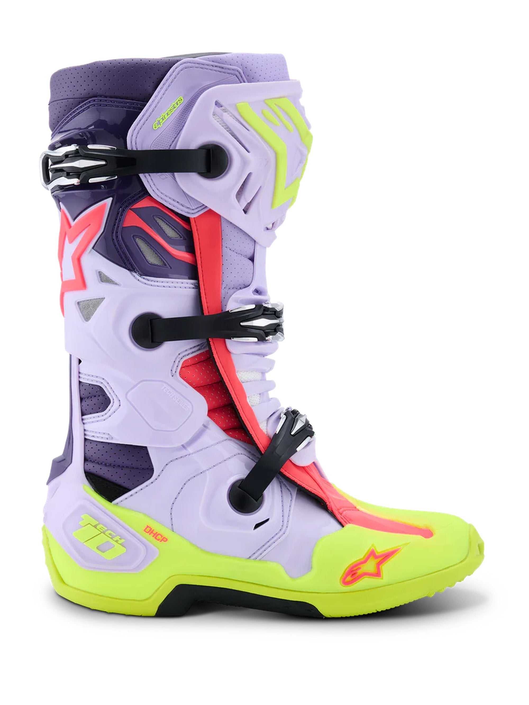 Alpinestars Ajosaapas Vented Tech 10 Lila/Fluo Keltainen/Pinkki