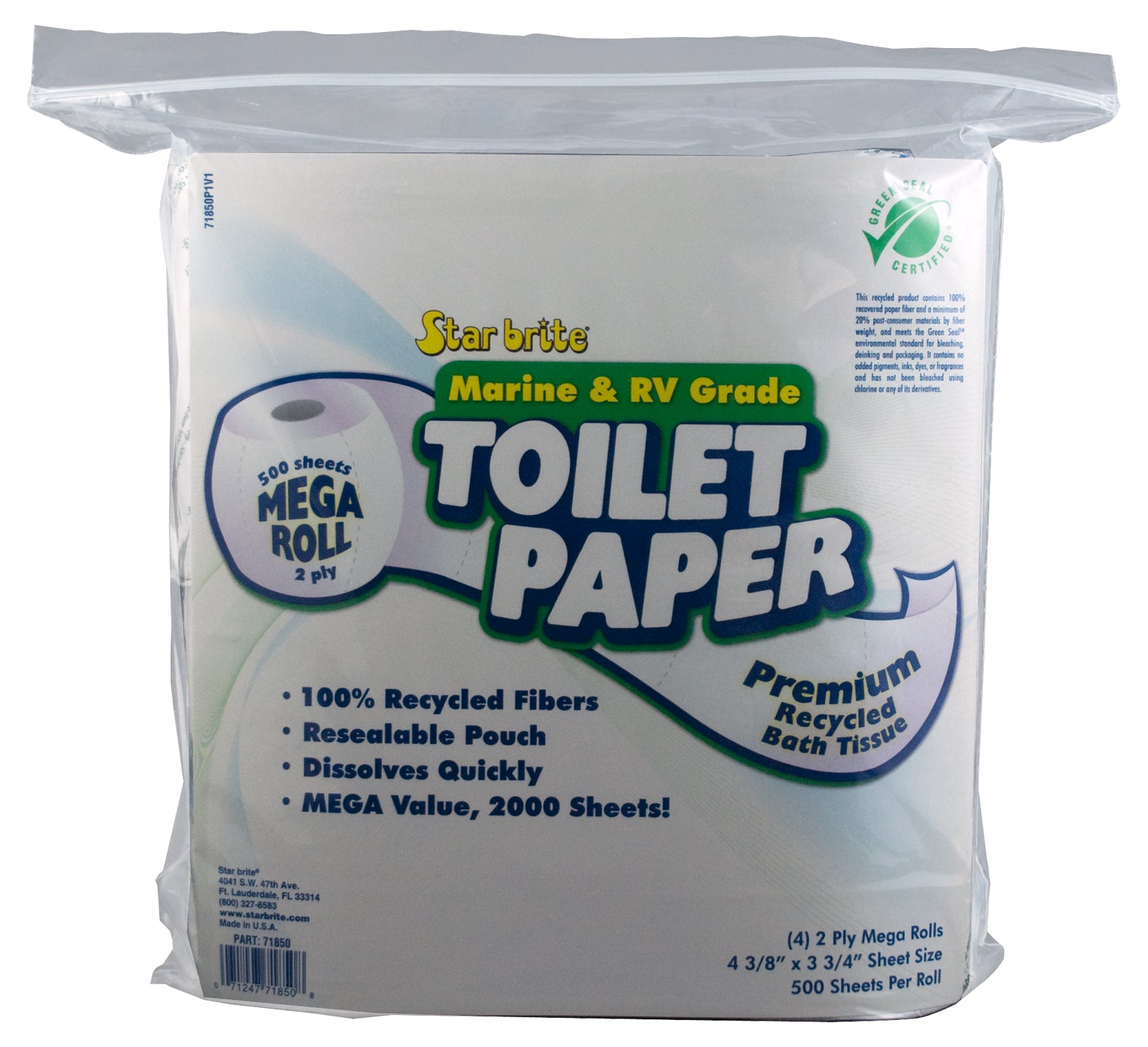 Star brite WC-paperi 100 % kierrät.valkaisem.2 krs: 500 arkki  me-pkt/4rll