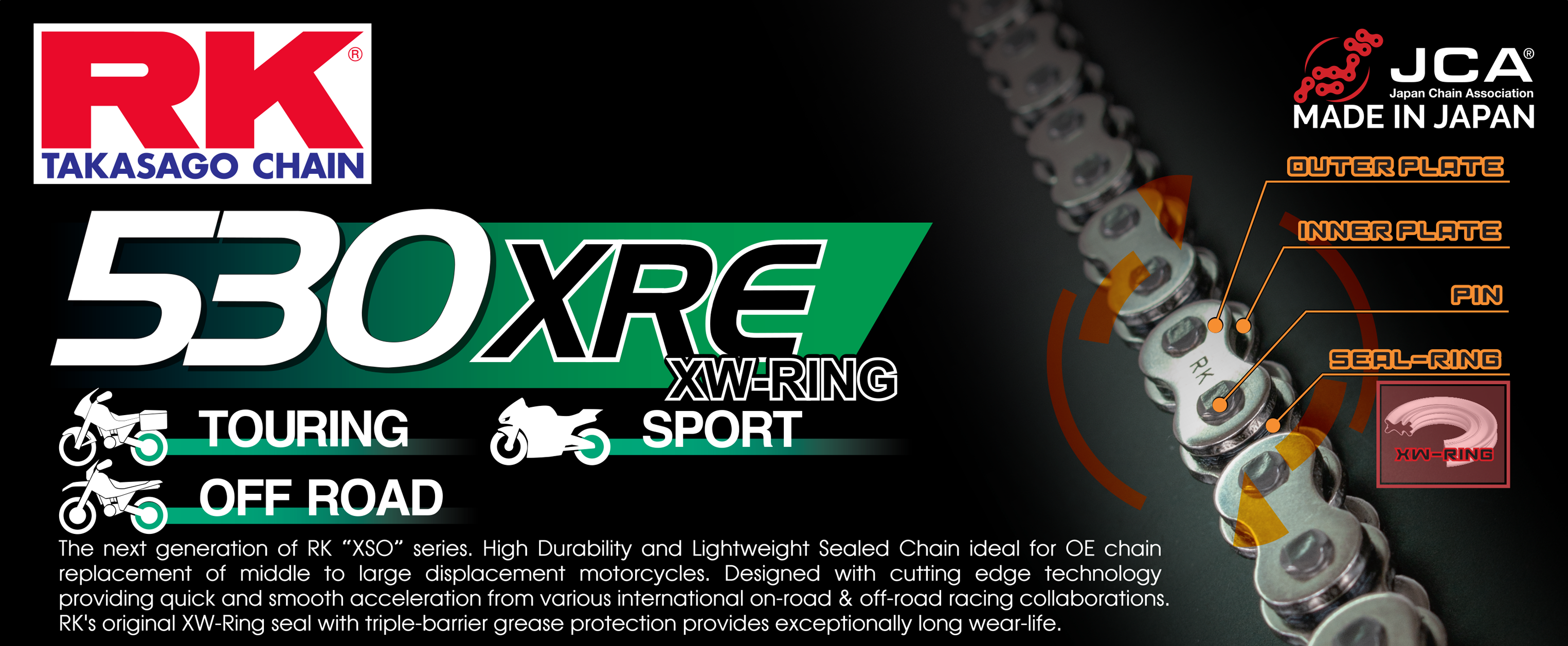RK 530XRE XW-rengasketju +CLF(niittil.)