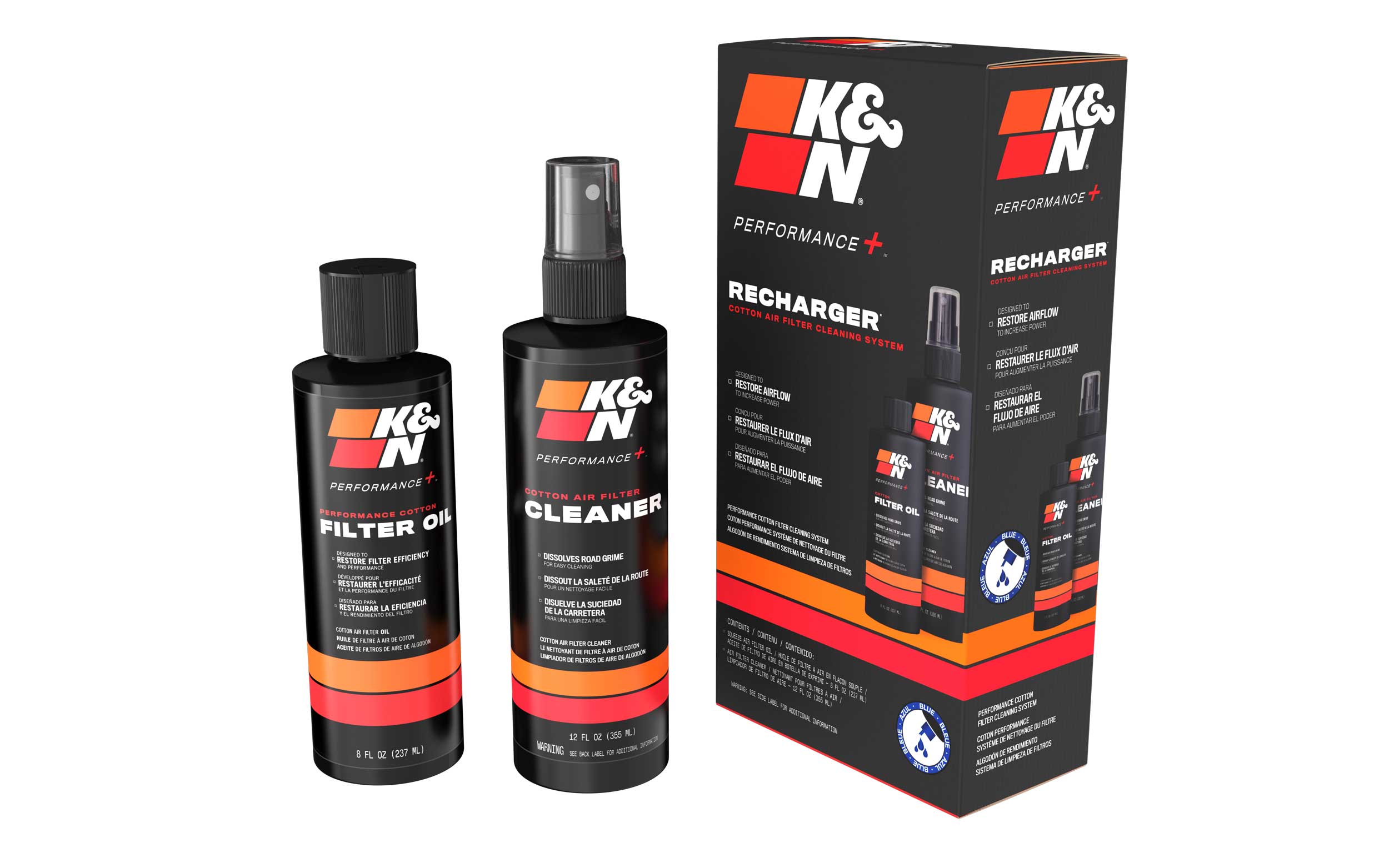 K&N Recharger Kit: Squeeze Oil- Blue, 8 Oz