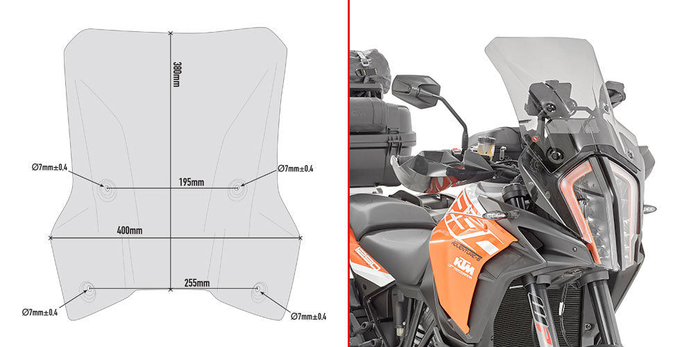 Givi Specific screen, smoked 38 x 40 cm 1290 Adventure S / Adventure R (17)