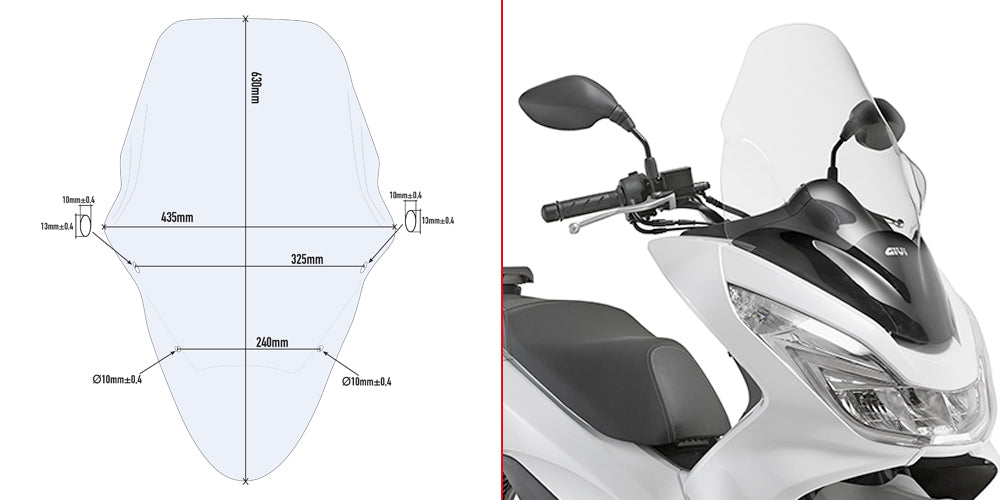 Givi Specific screen, transparent 63 x 43,5 cm (H x W) PCX 125-150 (14)