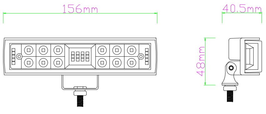 Kinwons Led Työvalo side shooter 24x3w 10x3w
