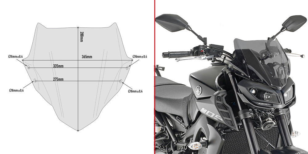 Givi Spoileriplexi, savu 28 x 36,5 cm MT-09 (17-18)