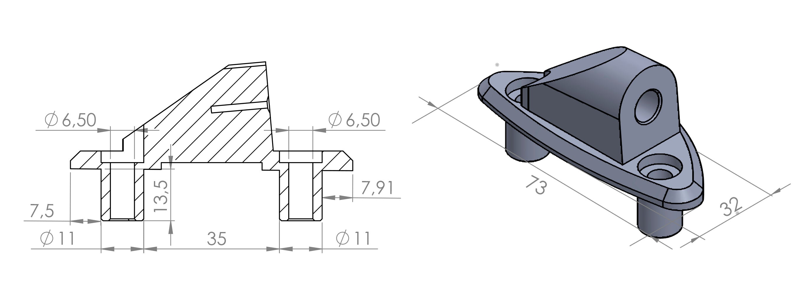 Puig Adapter Right Side For Fairing Daytona 675