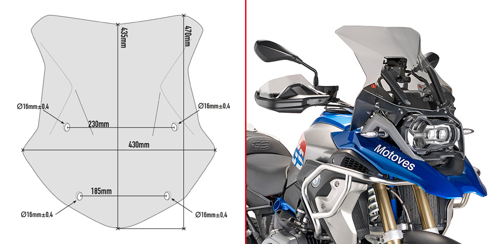 Givi Specific screen, transparent 43,5 x 43 cm (HxW) R1200GS/R1250GS