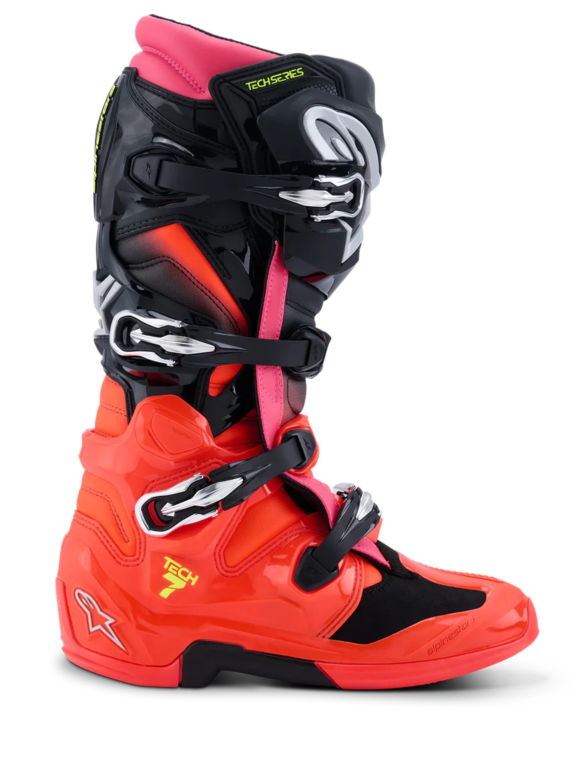 Alpinestars Ajosaapas Tech 7 Musta/Punainen Fluo/Pinkki Fluo