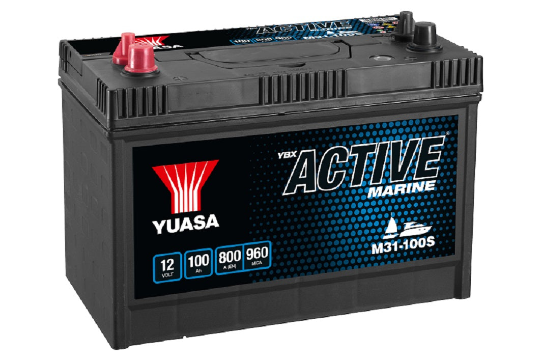 Yuasa M31-100S Active Marine Start Battery 12V 100Ah 800A Huom.Rullakkorahti