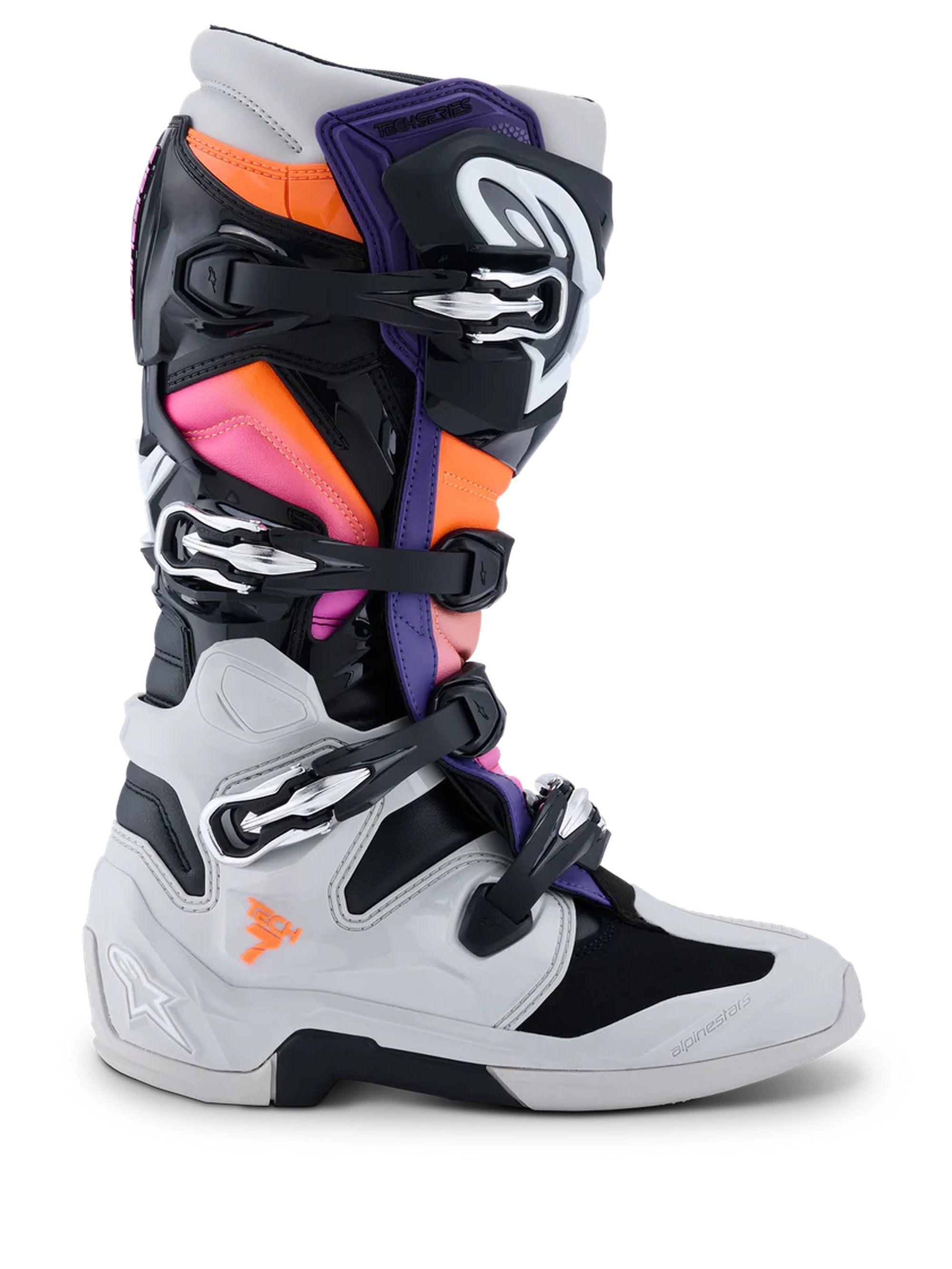 Alpinestars Ajosaapas Tech 7 Musta/Oranssi/Fluo Magenta