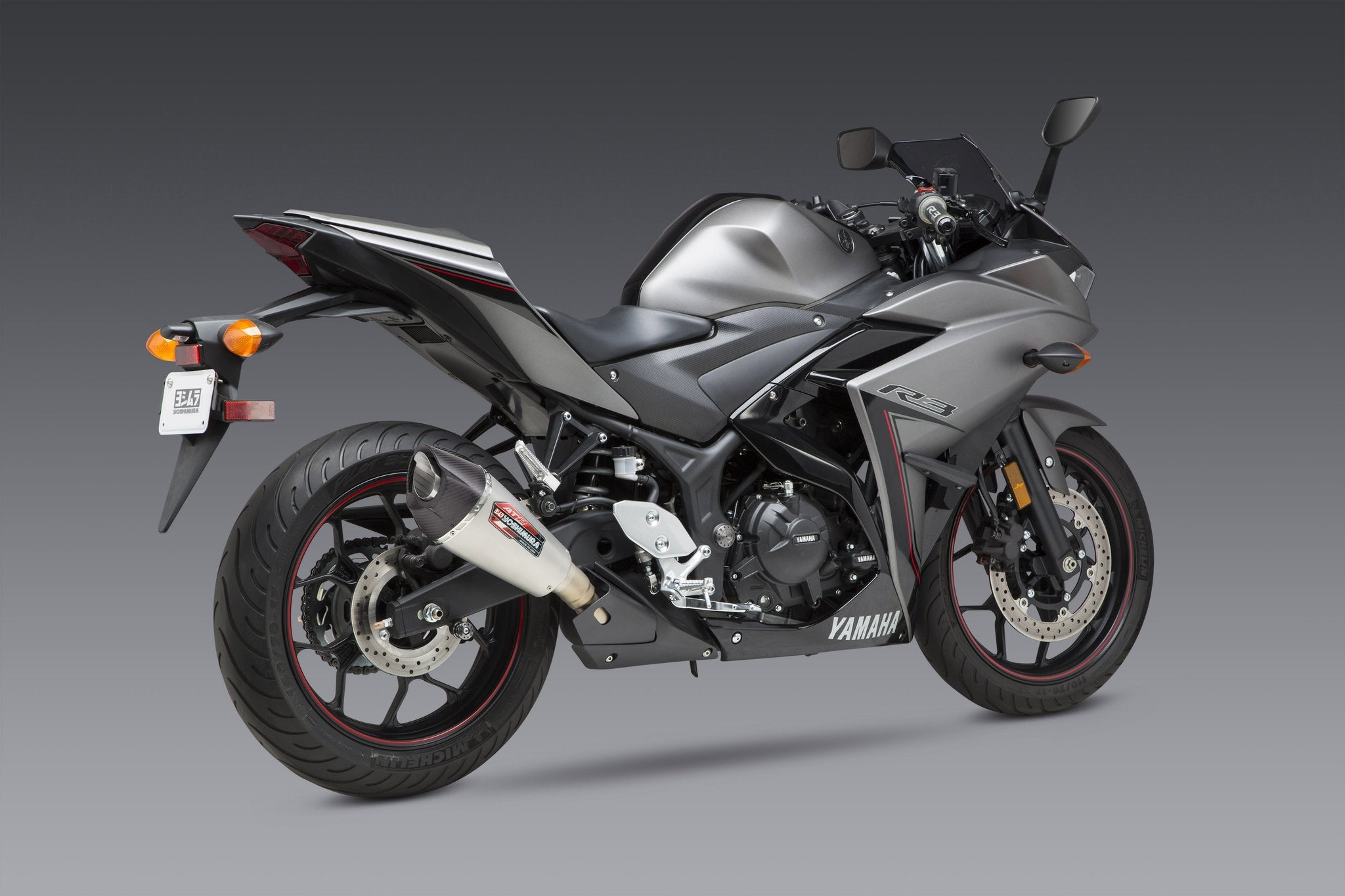 Yoshimura YZF-R3 15-21 / MT-03 20-21 AT2 Stainless Slip-On Exhaust, w/ Stainless
