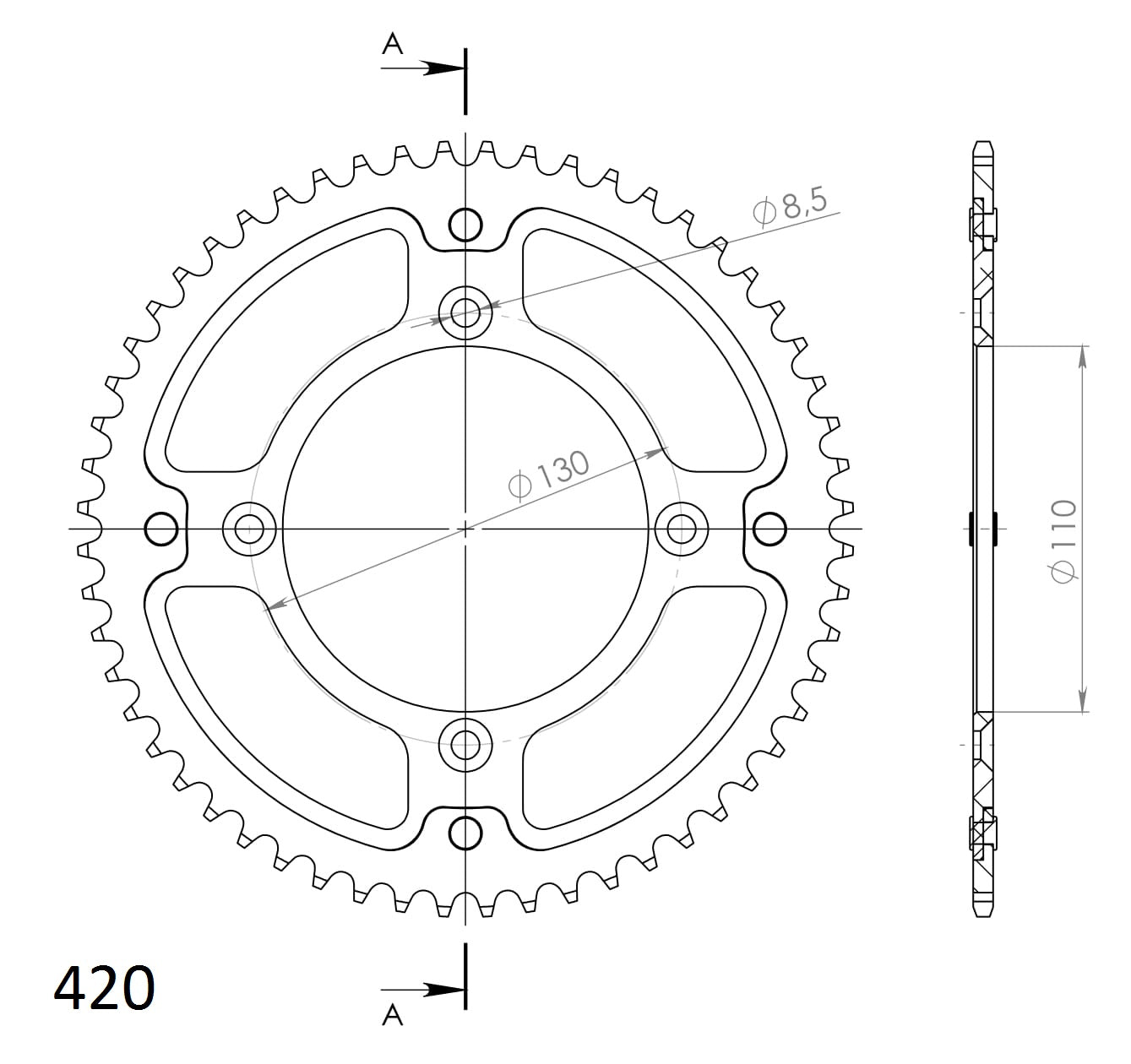 Supersprox Stealth takaratas HO CR80/85,CRF150 Gold 56
