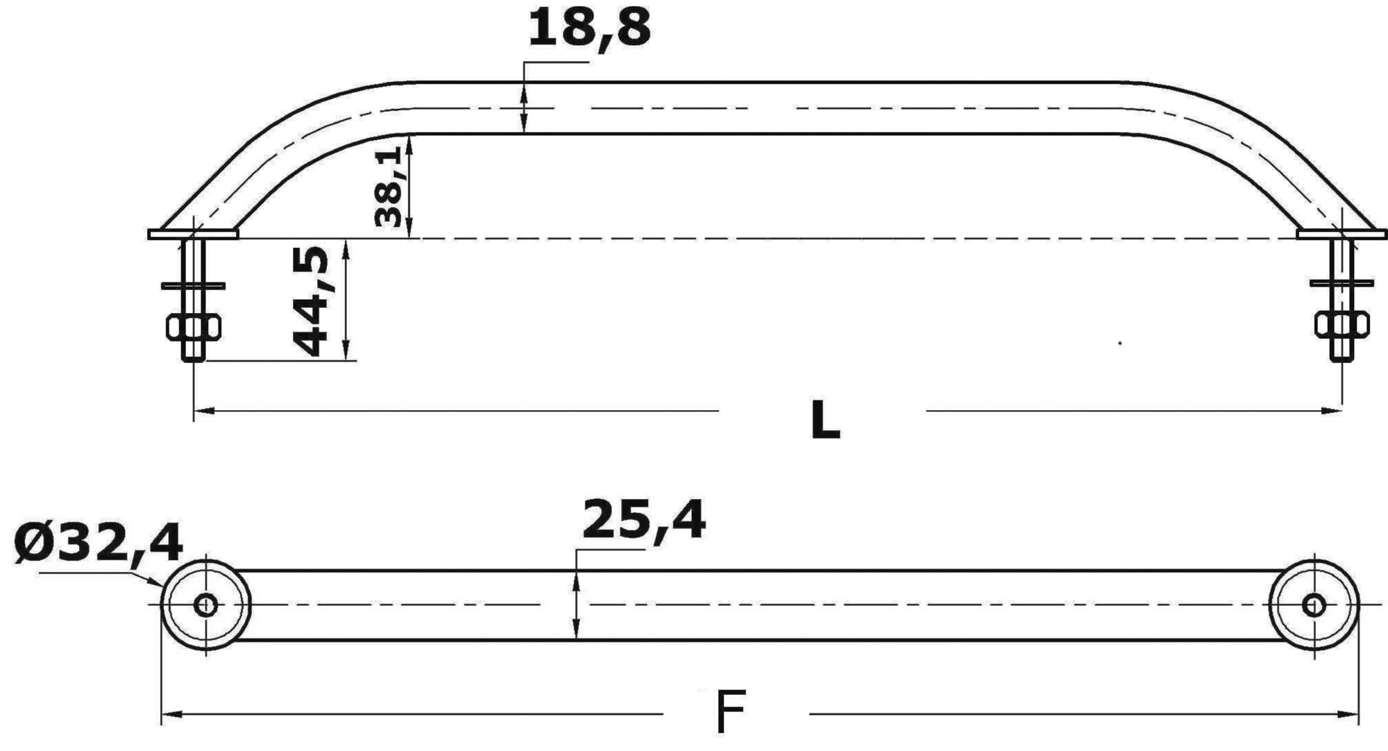 Käsikaide SS407 mm