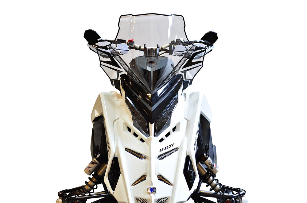 Powermadd Tuulilasi Polaris Matryx, Keskikorkea 18" Kirkas/Mustalla grafiikalla