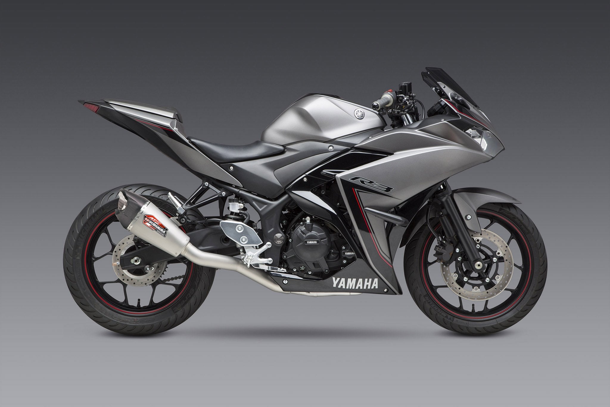 Yoshimura YZF-R3 15-21 Race AT2 Stainless Full Exhaust, w/ Stainless Muffler