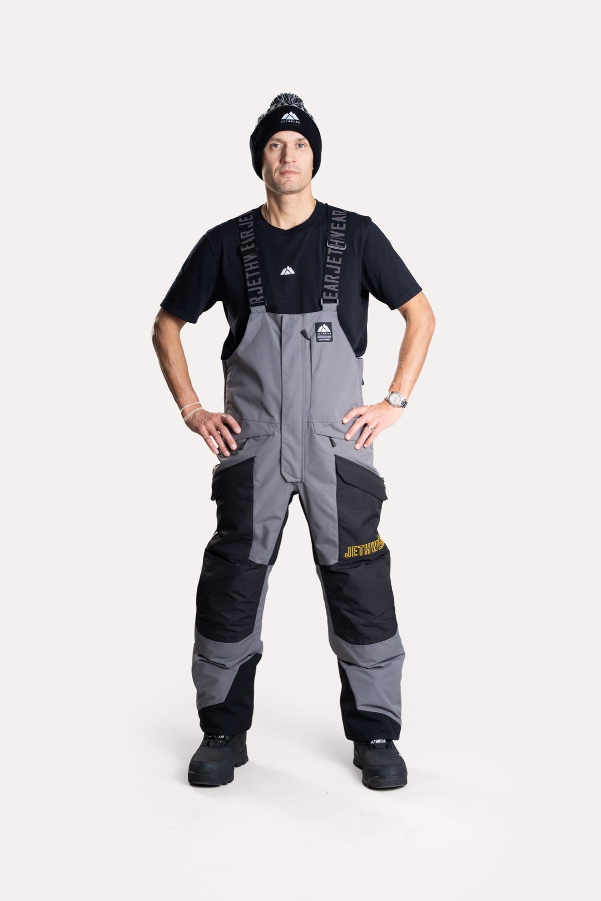 Jethwear Treeline Bib Kelkkahousut Black/Grey
