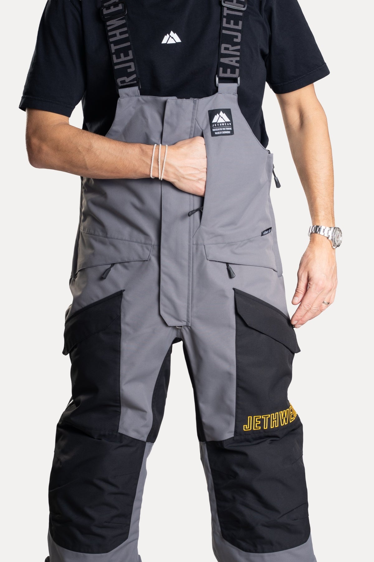 Jethwear Treeline Bib Kelkkahousut Black/Grey