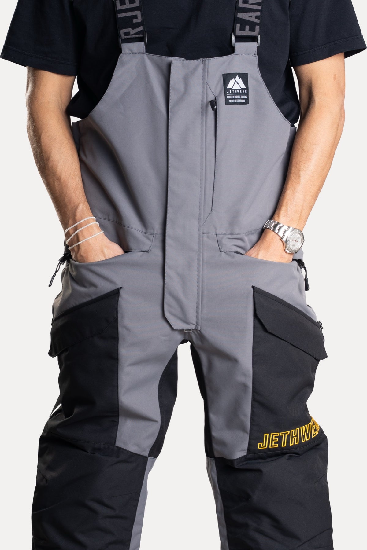 Jethwear Treeline Bib Kelkkahousut Black/Grey
