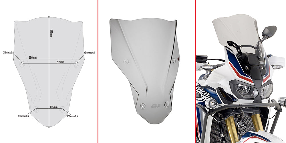 Givi Spoileriplexi,kirkas 47,5 x 35 cm (k x l) CRF1000L Africa Twin (16)