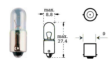 Polttimo 6v 4w Ba 9s