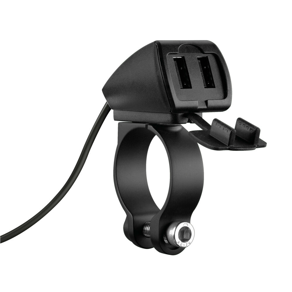 Trek, rainproof double usb charger, 3 types of fixing - 5400 mA - 30W -