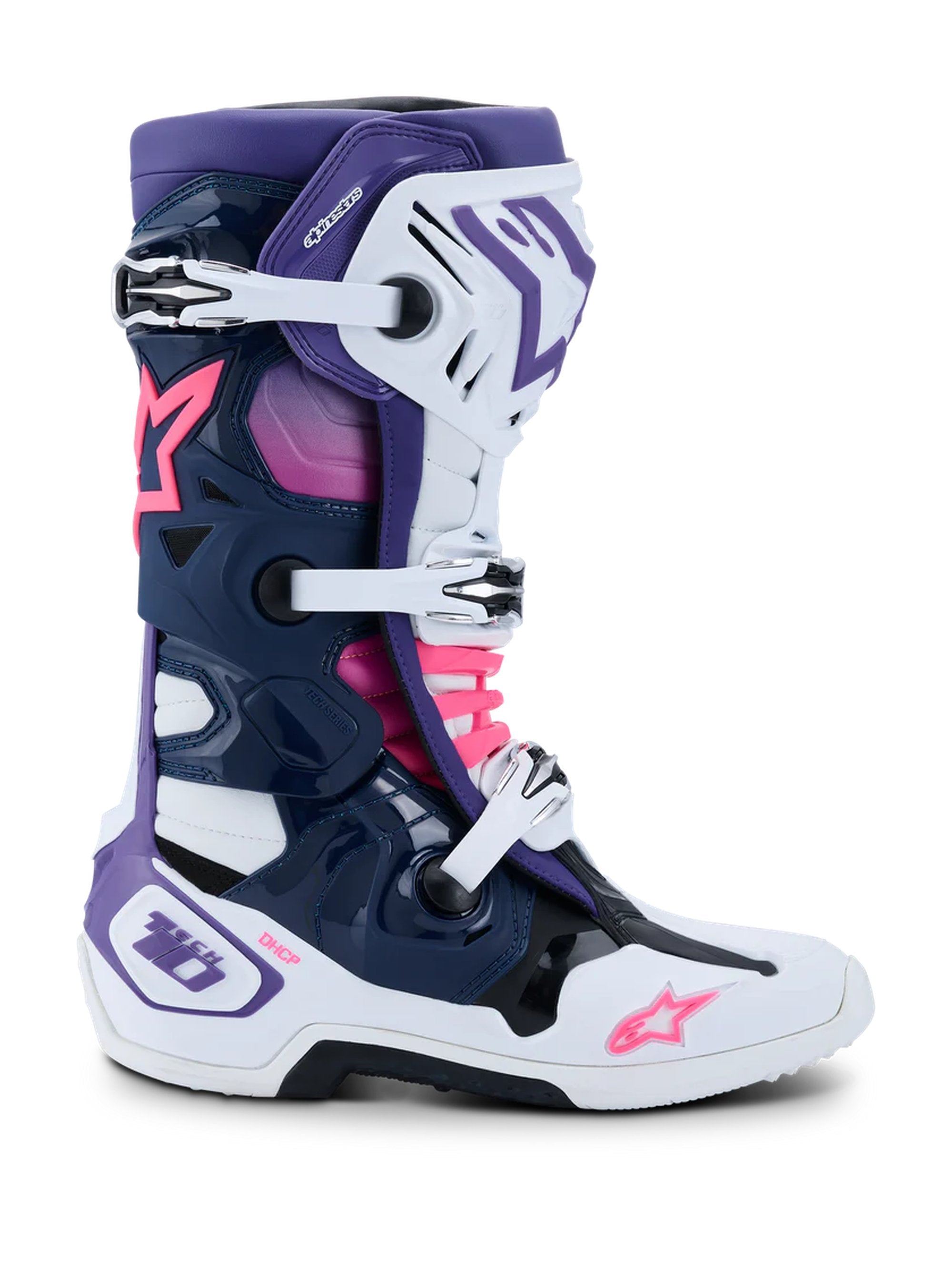 Alpinestars Ajosaapas Tech 10 Valkoinen/Lila/Fluo Pinkki