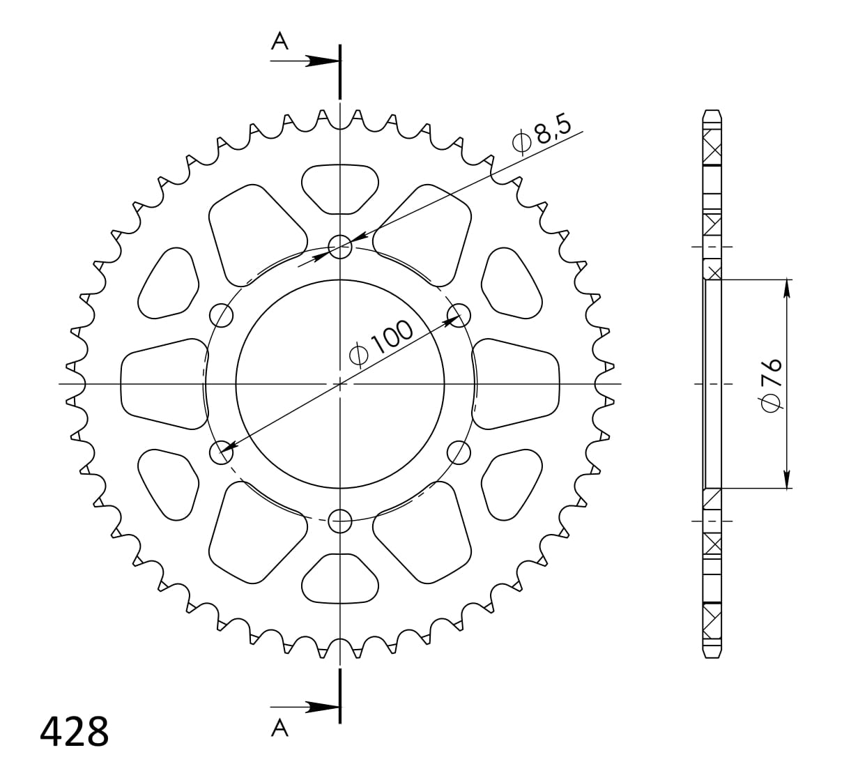 Supersprox Alu takaratas YA YZF-R125 Sininen 48