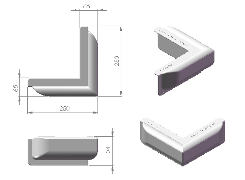 Dan-Fender Harmaa laiturin kulmasuoja 250 x 205 x 100mm