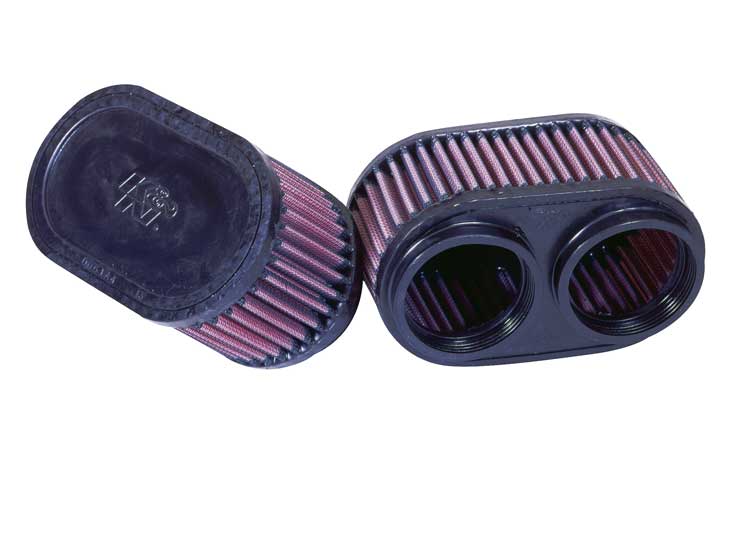 K&N Universal Clamp-On Air Filter 2-3/8"Dual Flg, Gsxr, Oval (2 Per Box)