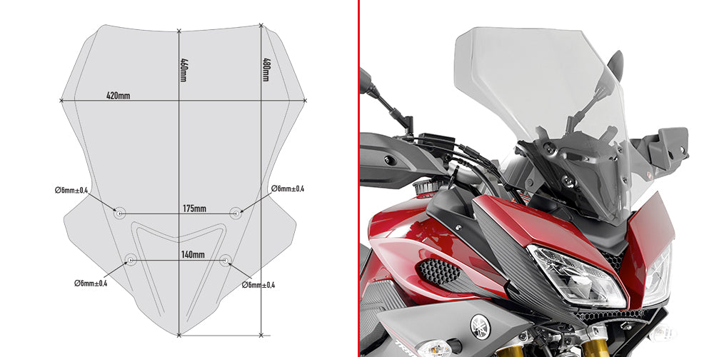 Givi Spoileriplexi 48 x 42 cm (k x l) MT-09 Tracer (15)