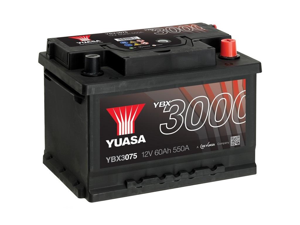 Yuasa YBX3075 12V 60Ah 550A SMF Battery Huom.Rullakkorahti