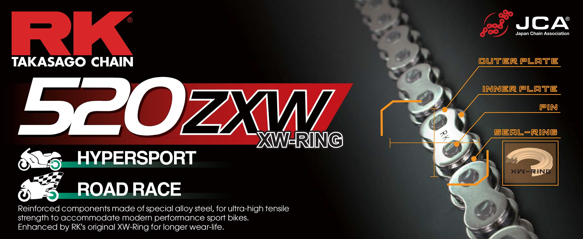 RK 520ZXW XW-rengasketju +CLF (niittil.)