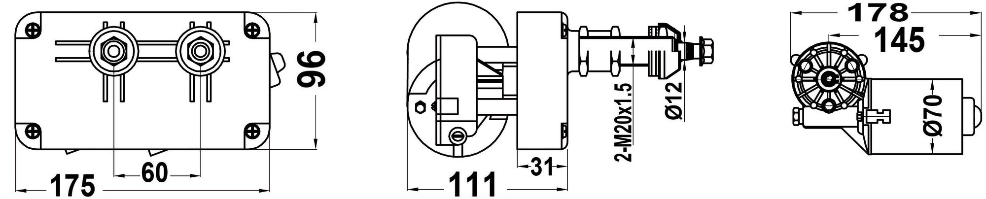Tuulilasinpyyhkimen moottori 24V50W