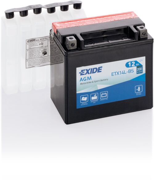Exide akku ETX14L-BS sis.happopatruunan