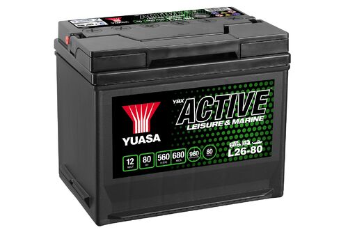 Yuasa L26-80 Active Leisure Battery 12V 80Ah 560A Huom.Rullakkorahti