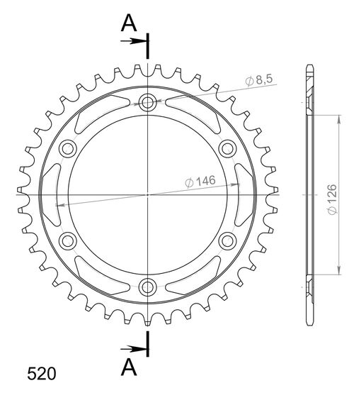Supersprox Steel Rear sprocket SU RM125/250/450 Black 40