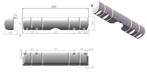 Dan-Fender Multi Dock Fender white 900 x 181 x 130/180mm
