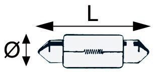 Putki Poltin 12V 5W. 10 kpl/pakk