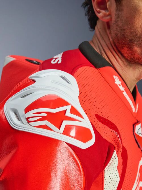 Alpinestars Nahkapuku 1-pcs GP Tech v5 Fluo Punainen/Valkoinen