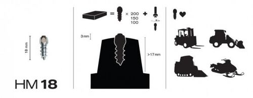 MaxiGrip Studs 18mm 100pcs Inc installation tool