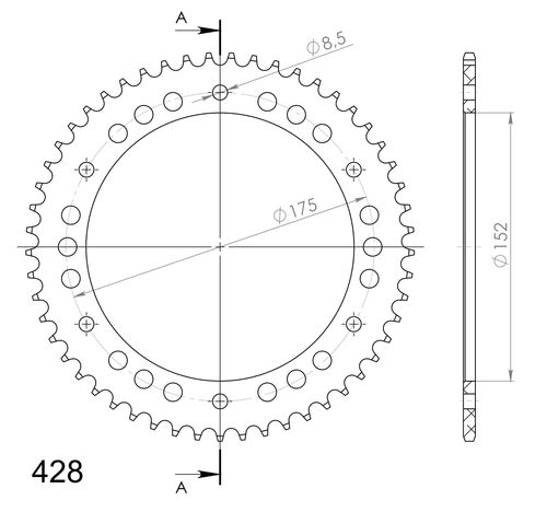Supersprox Alu takaratas YA WR125 Punainen 53