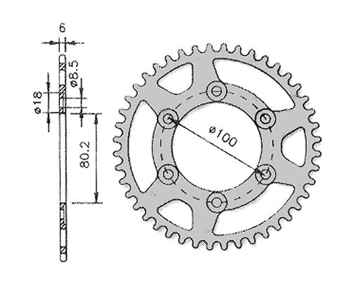 Forte Takaratas, 48 hammasta (420), Ø80mm, Rieju RR, Spike