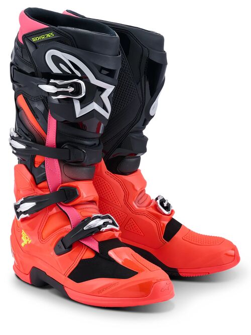 Alpinestars Ajosaapas Tech 7 Musta/Punainen Fluo/Pinkki Fluo