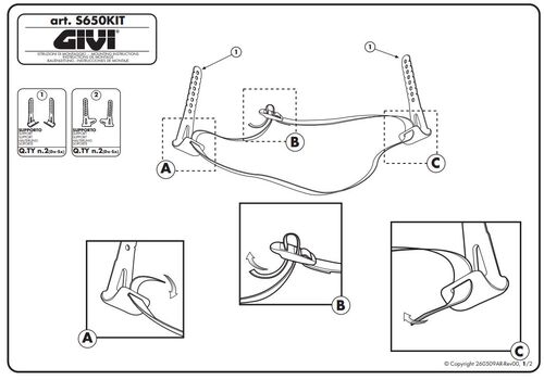 Givi S650 lastenistuimen kiinnikeraudat