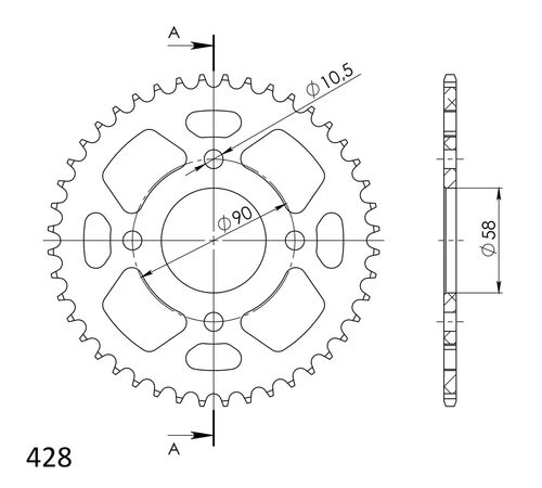 Supersprox Alu takaratas HO CBR125 11- Punainen 44