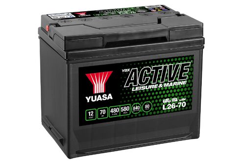 Yuasa L26-70 Active Leisure Battery 12V 70Ah 480A Huom.Rullakkorahti