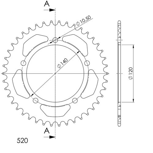 Supersprox Alu Rear sprocket SU Black 44