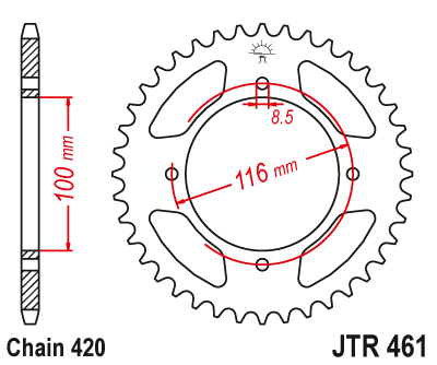 JT Takaratas Alumiini 7075 T6 Musta JTA461.50BLK