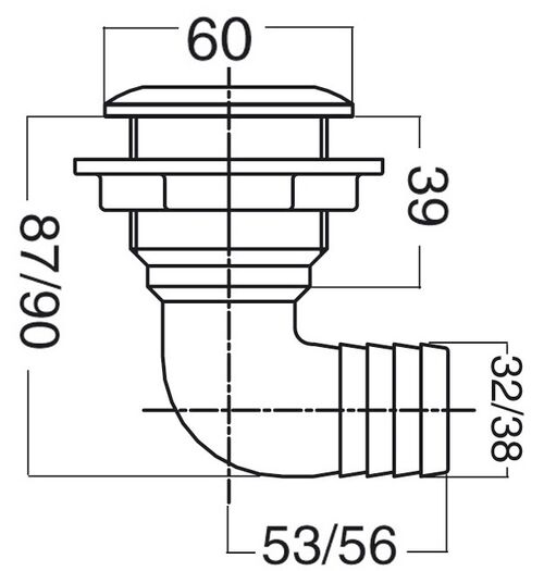 Läpivienti SS 90° 11/2x38