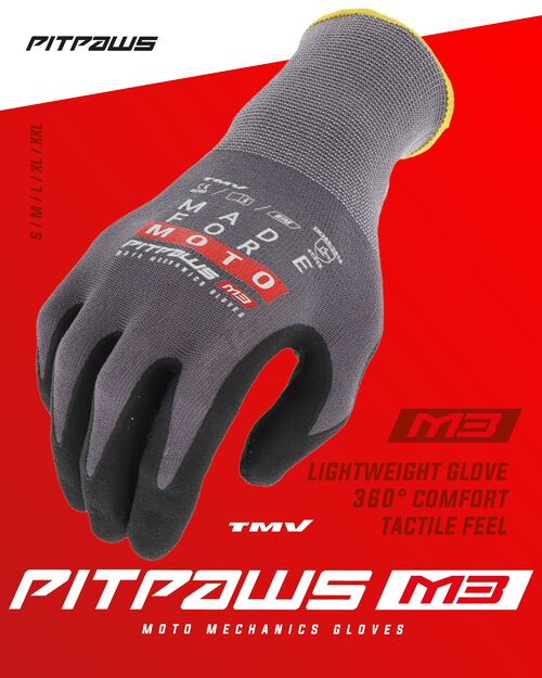 TMV Pitpaws gloves Black "Made for Moto" L