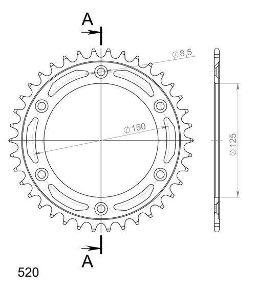 Supersprox Steel takaratas KTM/Husqv./Husab. Musta 38